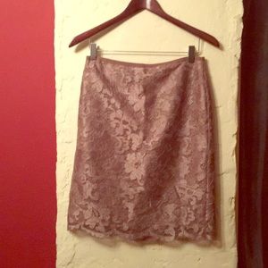 Mauve Jcrew eyelash lace pencil skirt